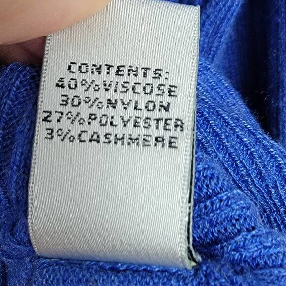 Neiman Marcus V-neck Asymmetrical Pullover Ribbed Cashmere Blend Sweater Size M - Picture 5 of 5